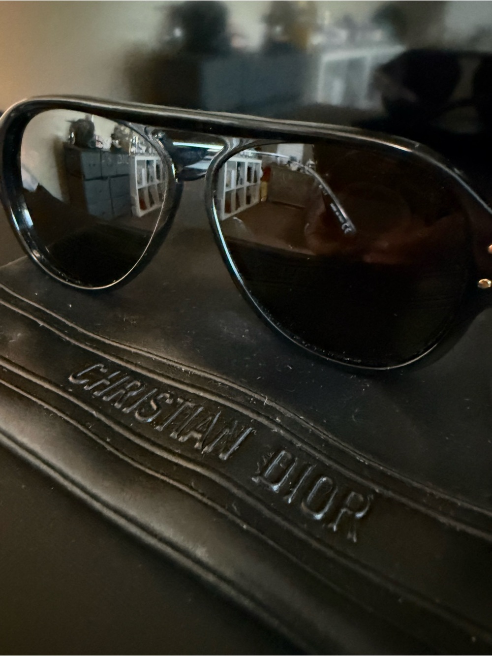 Dior Black Sunglasses with Gold Accents